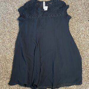 NWT Bethany Mota large black shirt sleeve midi dress